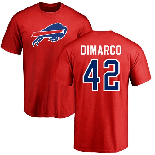 Men NFL Buffalo Bills #42 Patrick DiMarco Red Name and Number Logo T Shirt->buffalo bills->NFL Jersey